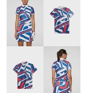 J Lindeberg Womens Felicite Print Polo Shirt USA Golf Size Medium